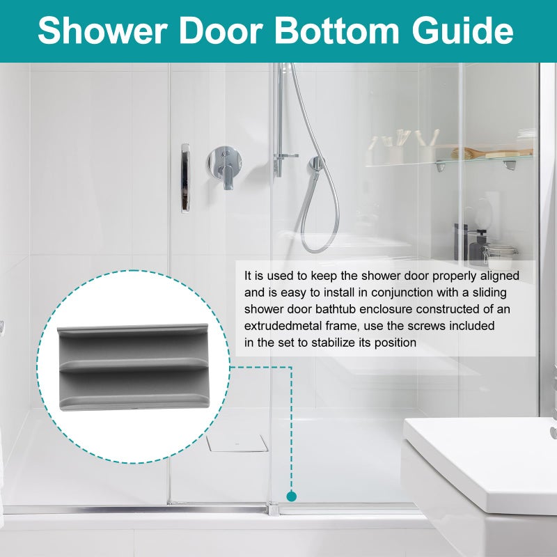 VYH M6219 Sliding Shower Door Bottom Guide(Grey) for Sliding Shower Door (Top Hung) Shower Door Guide, 1/2 in Channels for Glass Shower Door Plastic Guide(2 Pack)(Grey) - Image 5